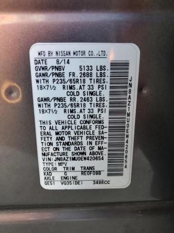 Photo 12 VIN: JN8AZ1MU0EW420654 - NISSAN MURANO S 