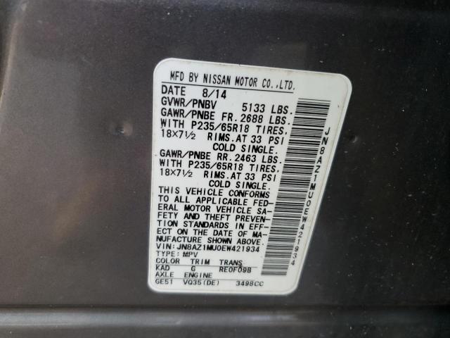 Photo 12 VIN: JN8AZ1MU0EW421934 - NISSAN MURANO 