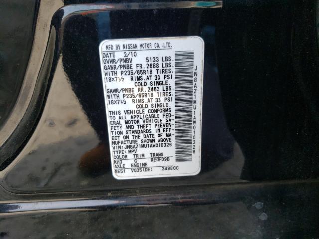 Photo 9 VIN: JN8AZ1MU1AW010326 - NISSAN MURANO S 