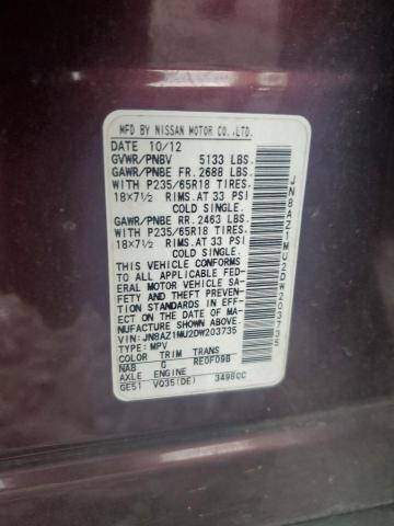 Photo 12 VIN: JN8AZ1MU2DW203735 - NISSAN MURANO S 