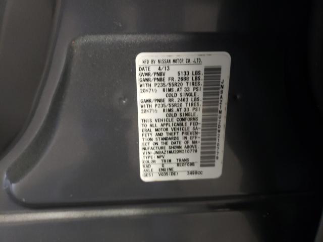 Photo 9 VIN: JN8AZ1MU2DW210779 - NISSAN MURANO S 