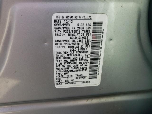 Photo 11 VIN: JN8AZ1MU2EW403743 - NISSAN MURANO 