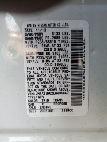 Photo 11 VIN: JN8AZ1MU2EW406447 - NISSAN MURANO 