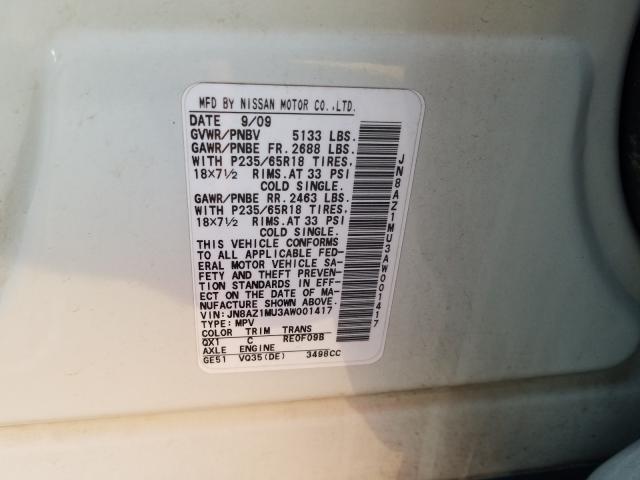 Photo 9 VIN: JN8AZ1MU3AW001417 - NISSAN MURANO S 