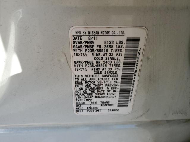 Photo 12 VIN: JN8AZ1MU4BW069307 - NISSAN MURANO S 