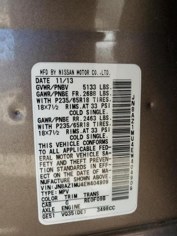 Photo 12 VIN: JN8AZ1MU4EW404909 - NISSAN MURANO S 