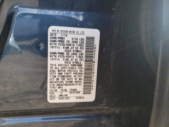 Photo 12 VIN: JN8AZ1MU4EW410192 - NISSAN MURANO S 