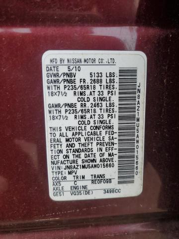 Photo 12 VIN: JN8AZ1MU5AW015660 - NISSAN MURANO 