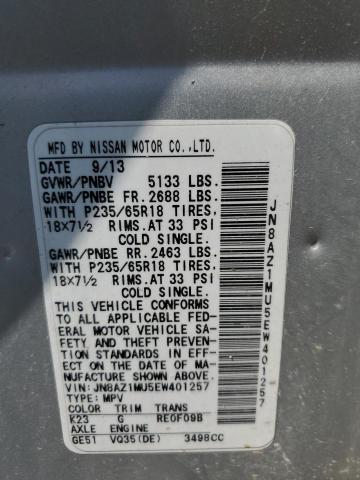 Photo 12 VIN: JN8AZ1MU5EW401257 - NISSAN MURANO S 