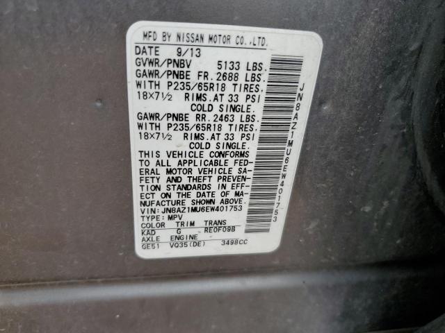 Photo 11 VIN: JN8AZ1MU6EW401753 - NISSAN MURANO S 