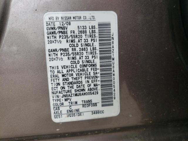 Photo 12 VIN: JN8AZ1MU8AW005429 - NISSAN MURANO 