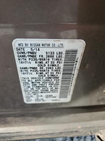 Photo 12 VIN: JN8AZ1MU8EW415654 - NISSAN MURANO S 