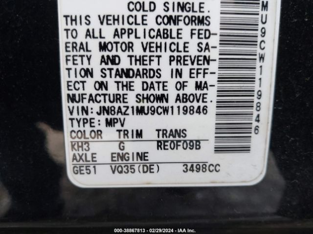 Photo 8 VIN: JN8AZ1MU9CW119846 - NISSAN MURANO 