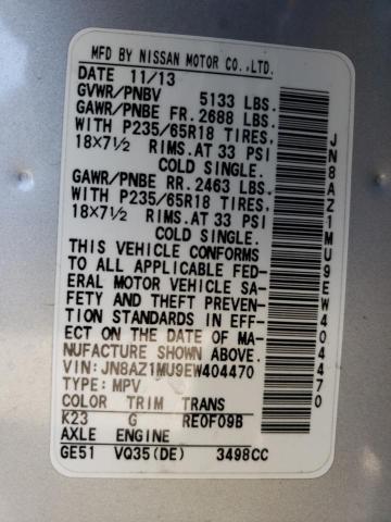 Photo 9 VIN: JN8AZ1MU9EW404470 - NISSAN MURANO S 