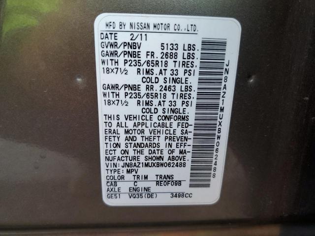 Photo 12 VIN: JN8AZ1MUXBW062488 - NISSAN MURANO S 