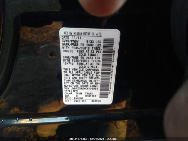 Photo 8 VIN: JN8AZ1MUXCW105955 - NISSAN MURANO 