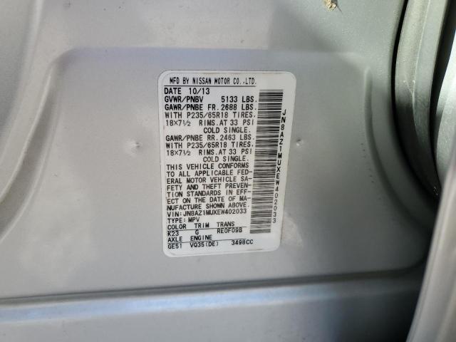 Photo 13 VIN: JN8AZ1MUXEW402033 - NISSAN MURANO S 