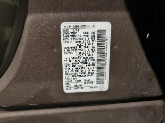 Photo 11 VIN: JN8AZ1MUXEW410651 - NISSAN MURANO S 