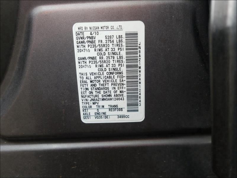 Photo 9 VIN: JN8AZ1MW0AW124643 - NISSAN MURANO S 