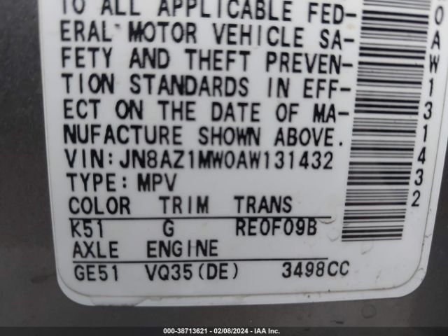 Photo 8 VIN: JN8AZ1MW0AW131432 - NISSAN MURANO 