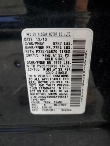 Photo 12 VIN: JN8AZ1MW0BW165467 - NISSAN MURANO S 