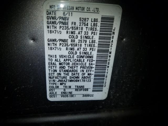 Photo 9 VIN: JN8AZ1MW0BW178123 - NISSAN MURANO S 