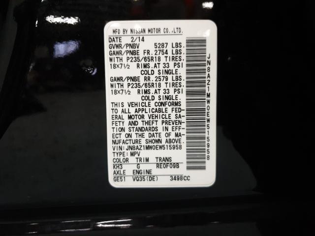 Photo 9 VIN: JN8AZ1MW0EW515958 - NISSAN MURANO S 