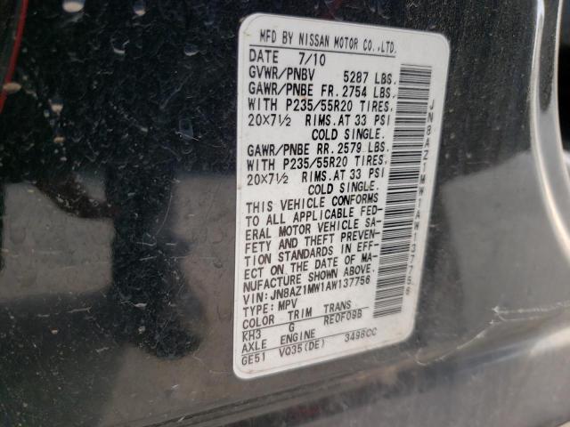 Photo 12 VIN: JN8AZ1MW1AW137756 - NISSAN MURANO S 