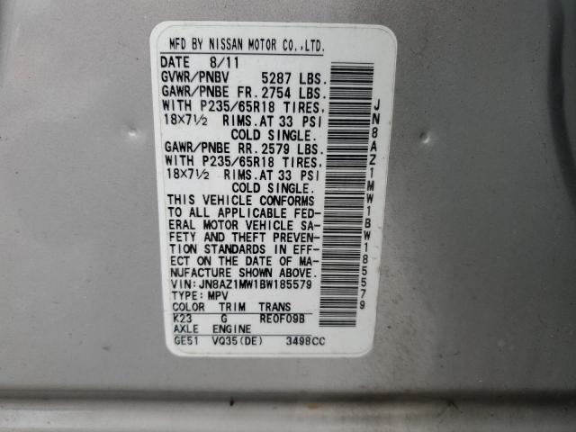 Photo 12 VIN: JN8AZ1MW1BW185579 - NISSAN MURANO S 