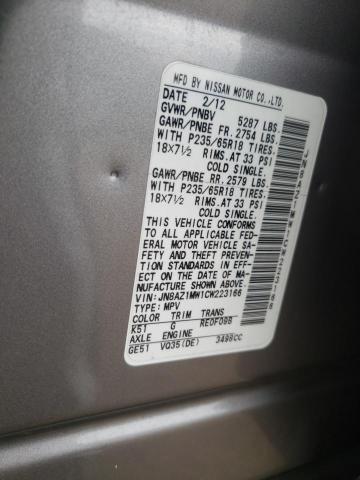 Photo 9 VIN: JN8AZ1MW1CW223166 - NISSAN MURANO S 