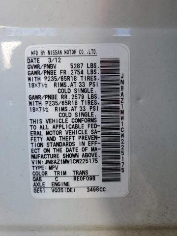 Photo 13 VIN: JN8AZ1MW1CW225175 - NISSAN MURANO 