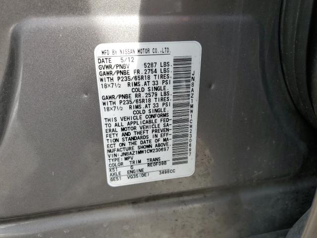 Photo 12 VIN: JN8AZ1MW1CW230697 - NISSAN MURANO S 