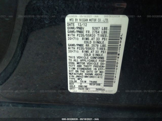 Photo 8 VIN: JN8AZ1MW1DW311412 - NISSAN MURANO 