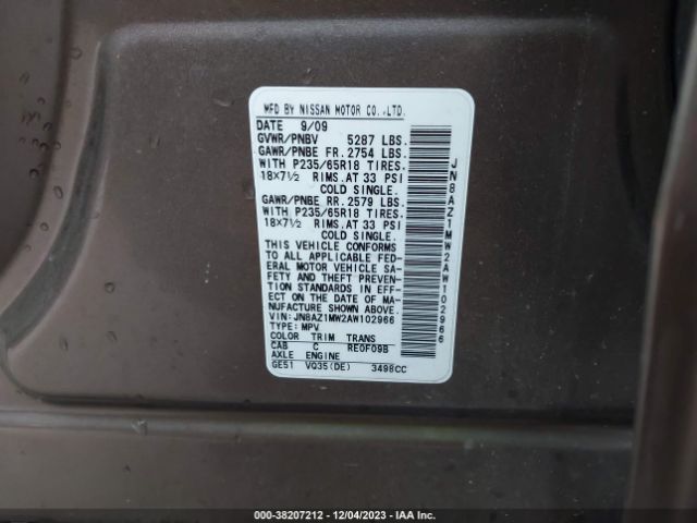 Photo 8 VIN: JN8AZ1MW2AW102966 - NISSAN MURANO 