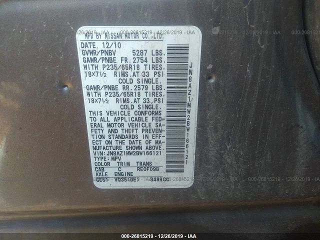 Photo 8 VIN: JN8AZ1MW2BW166121 - NISSAN MURANO 