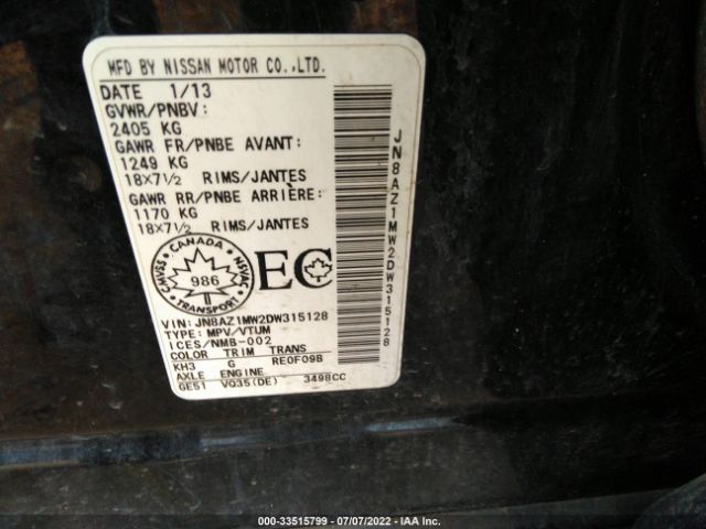 Photo 8 VIN: JN8AZ1MW2DW315128 - NISSAN MURANO 