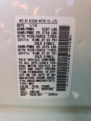 Photo 12 VIN: JN8AZ1MW2EW513872 - NISSAN MURANO S 