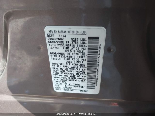 Photo 8 VIN: JN8AZ1MW2EW513967 - NISSAN MURANO 