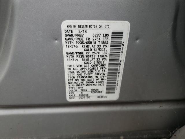 Photo 12 VIN: JN8AZ1MW2EW517873 - NISSAN MURANO S 