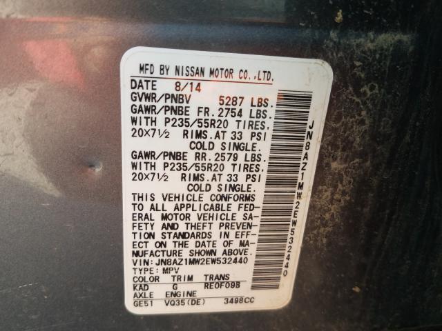 Photo 9 VIN: JN8AZ1MW2EW532440 - NISSAN MURANO 