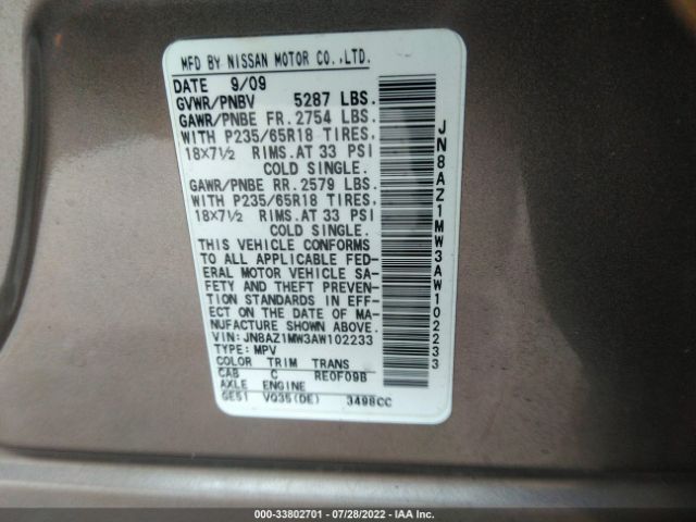 Photo 8 VIN: JN8AZ1MW3AW102233 - NISSAN MURANO 