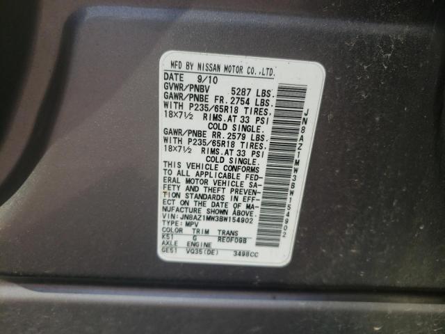 Photo 9 VIN: JN8AZ1MW3BW154902 - NISSAN MURANO S 