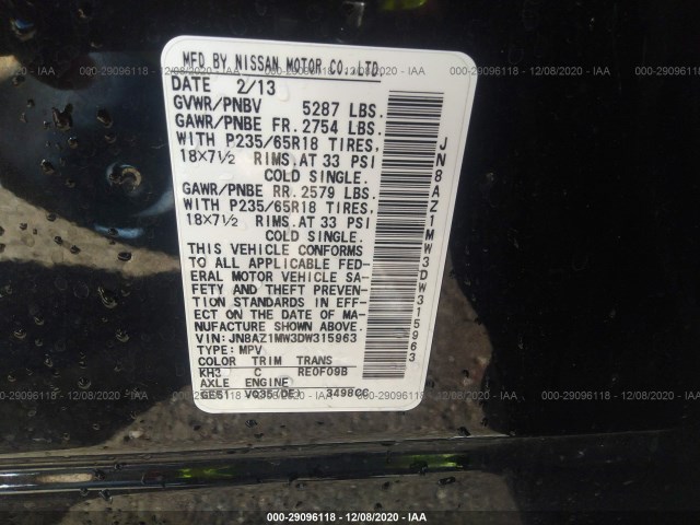 Photo 8 VIN: JN8AZ1MW3DW315963 - NISSAN MURANO 