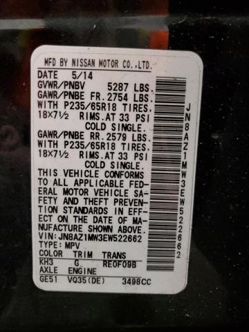 Photo 13 VIN: JN8AZ1MW3EW522662 - NISSAN MURANO S 