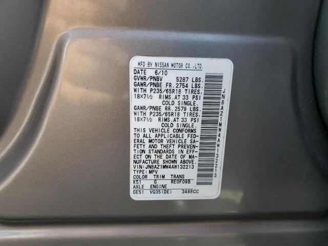 Photo 12 VIN: JN8AZ1MW4AW132213 - NISSAN MURANO S 