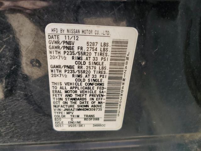 Photo 11 VIN: JN8AZ1MW4DW309735 - NISSAN MURANO S 