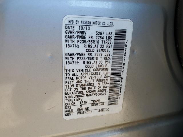 Photo 12 VIN: JN8AZ1MW4EW506521 - NISSAN MURANO S 