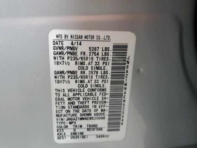 Photo 9 VIN: JN8AZ1MW4EW520046 - NISSAN MURANO S 