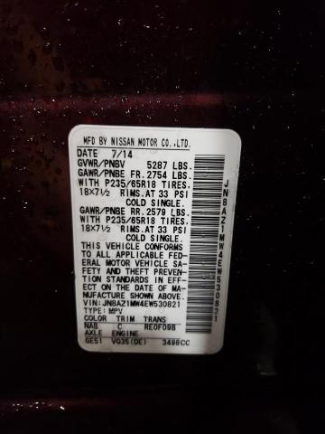 Photo 13 VIN: JN8AZ1MW4EW530821 - NISSAN MURANO S 