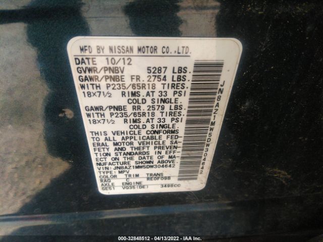 Photo 8 VIN: JN8AZ1MW5DW304642 - NISSAN MURANO 